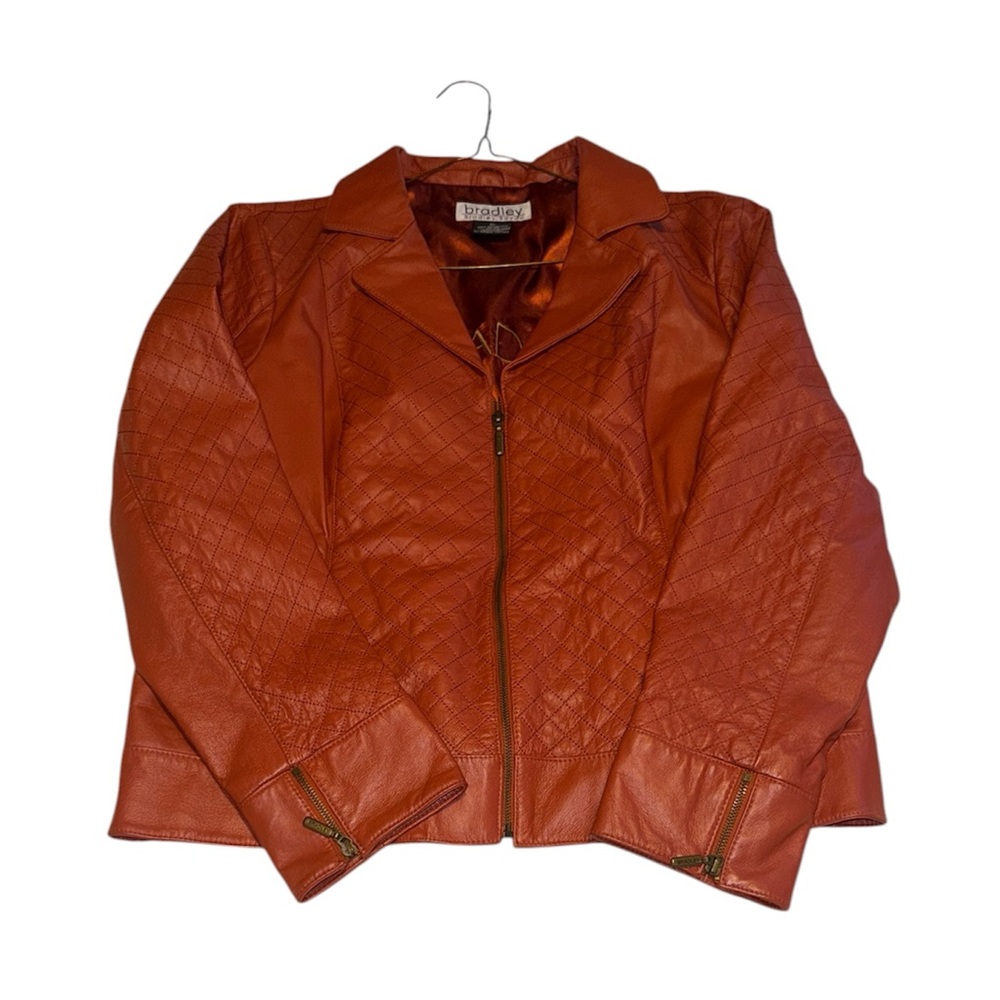 Vintage Women's Quilted Leather Moto Jacket Rust XL